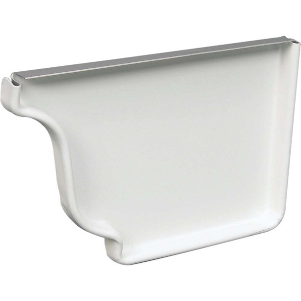 Amerimax 4 In. Galvanized White Right Gutter End Cap 19006