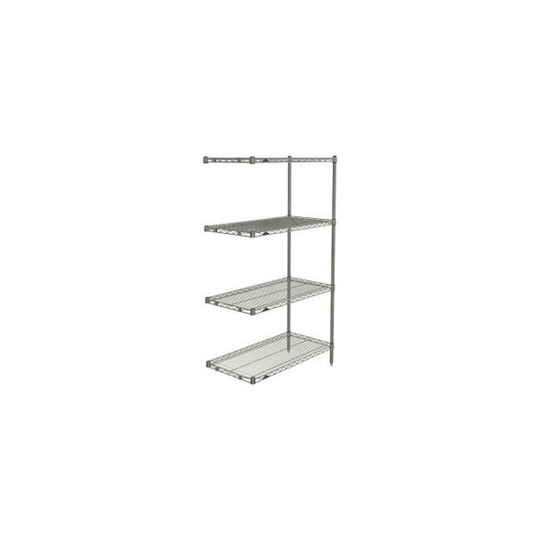 Metro 4 Shelf Super Erecta Brite Zinc Shelving Unit Add On 36""W x 18""D x 63""H