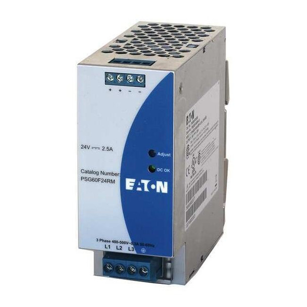 Eaton DC Power Supply, 320/600V AC, 24V DC, 960 W, 2.5 A, DIN Rail PSG60F24RM