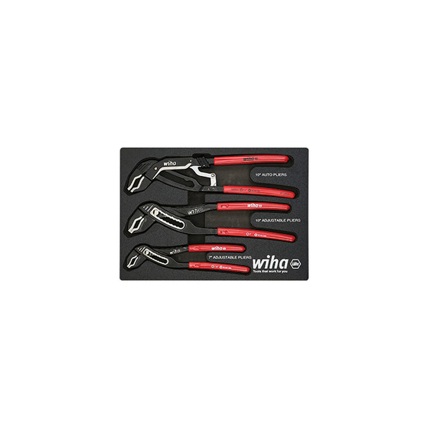 3 Piece Classic Grip V-Jaw Tongue and Groove Pliers Tray Set 34690