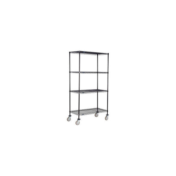 Nexel 4 Shelf Truck Black Epoxy 30""W x 18""D x 60""H Polyurethane Swivel Caster