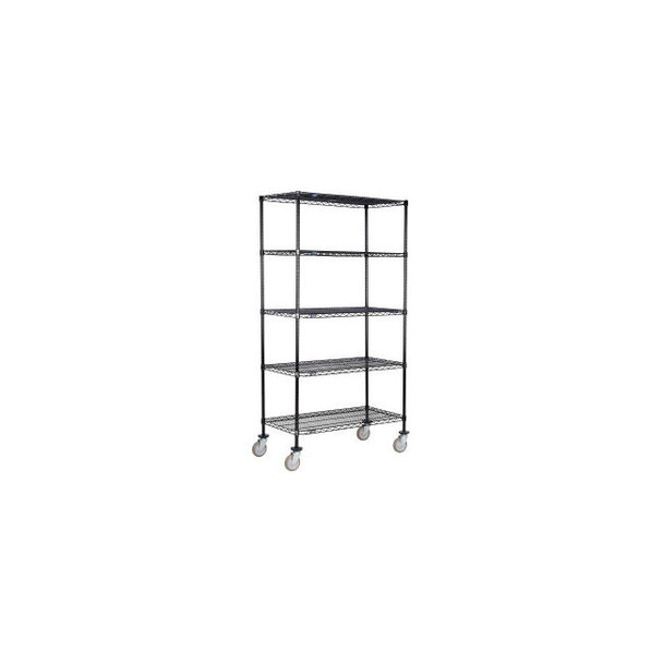 Nexel 5 Shelf Truck Black Epoxy 42""W x 14""D x 60""H Polyurethane Swivel Caster