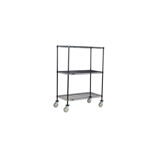 Nexel 3 Shelf Truck Black Epoxy 54""W x 24""D x 60""H Polyurethane Swivel Caster