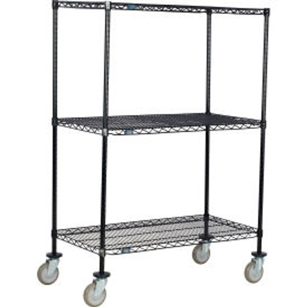 Nexel 3 Shelf Truck Black Epoxy 30""W x 24""D x 60""H Polyurethane Swivel Caster