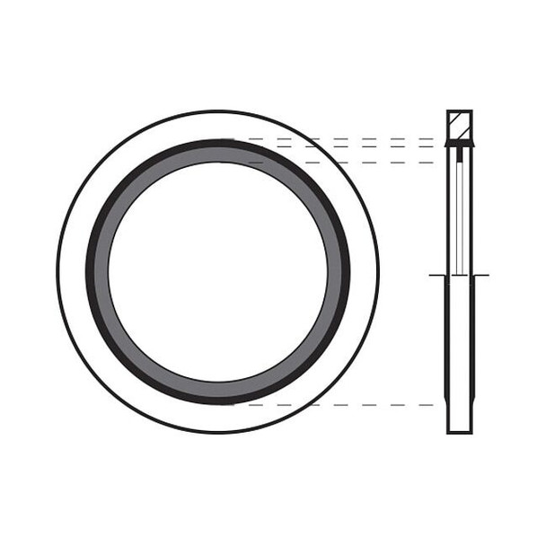 Sealing Washer, Fits Bolt Size 3/8 in Steel/Buna-N, Cadmium-Plated Finish