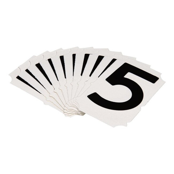 Brady NumberLabel,Polyester,2inH,1-5/8inW,PK10 5050P-5
