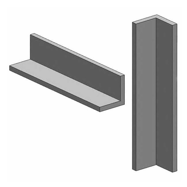 Manufacturer Varies Carbon Steel Angle, 24 in - L, 0.125 in ha.125x1-24