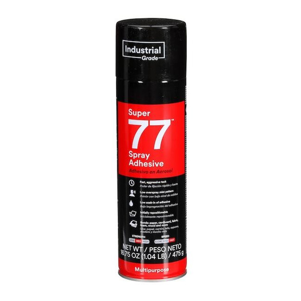 3m Spray Adhesive, Super 77 Series, Clear, 16.75 oz, Aerosol Can SUPER 77