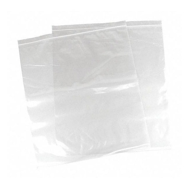 Reclosable Bag, Zip Seal, 20 in L, 18 in W, 4 mil Thick, Polyethylene, Clear