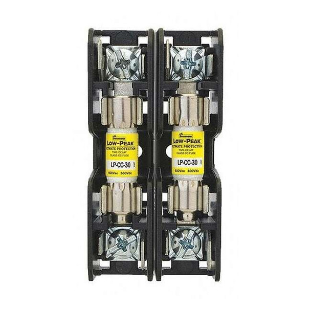 Open Fuse Block, 0 to 30A Amp Range, 600V AC/DC Volt Rating, 2 Poles, Box Lug