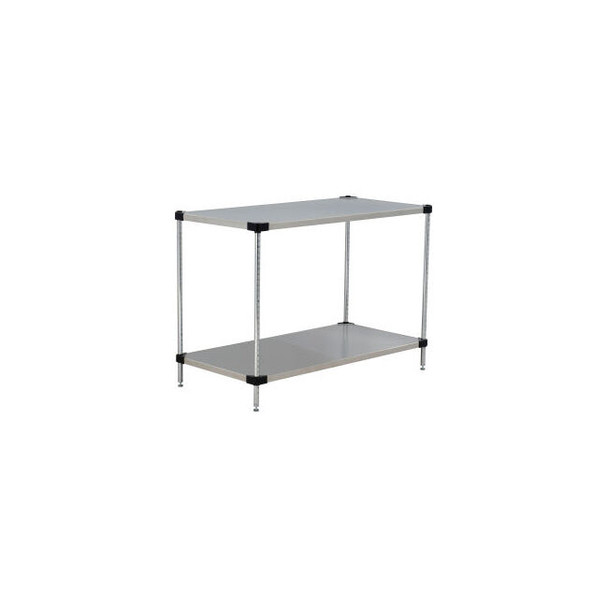 Nexel 2 Shelf Stainless Steel Solid Shelving Unit Starter 36""W x 18""D x 34""H