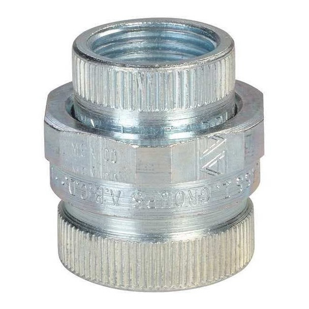 Rigid Union, 3/4 in, Threaded, Steel, Zinc Plated, Silver