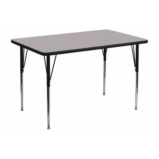 Rectangle Activity Table, 30" W, 48" L, 30.25" H, Laminate, Grey