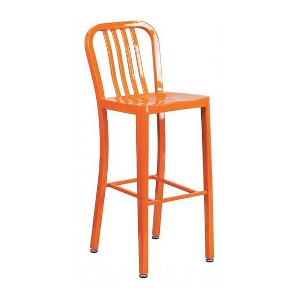 Flash Furniture 30" High Orange Metal Barstool with Slat Back CH-61200-30-OR-GG