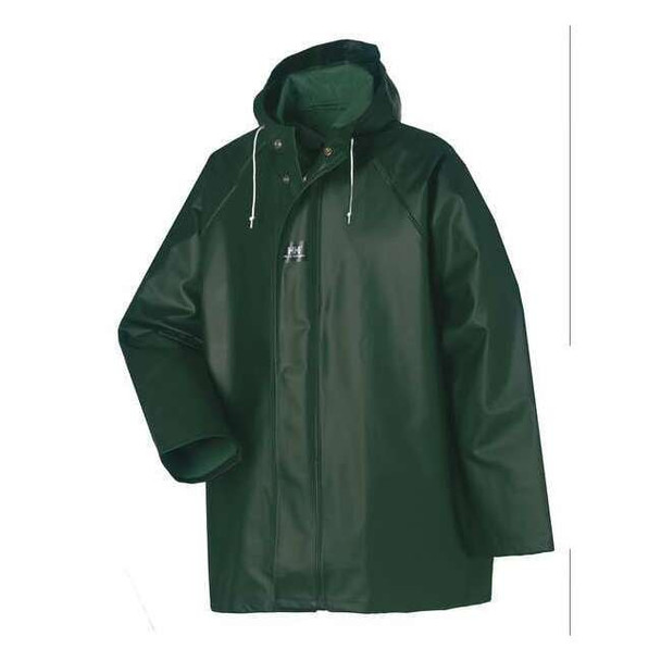 Helly Hansen Rain Jacket with Hood, Green, 3XL, Material: PVC 70300_490-3XL