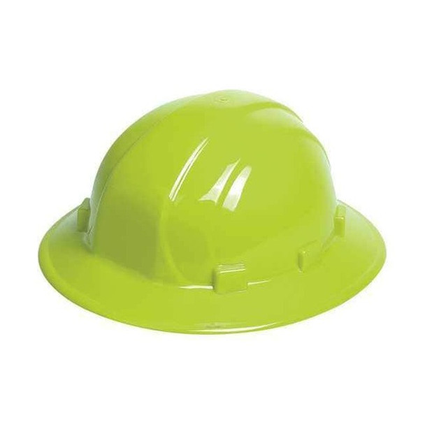 Erb Safety Full Brim,Ratchet Hat,Hi Vis,Lime 19920L