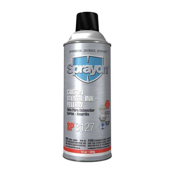 Sprayon Stencil Ink,16 Oz,Yellow,Waterproof SC3127000