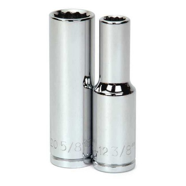 1/2" Drive Impact Socket High Polished Chrome, Deep 1/2"D,12Pt 1-3/8