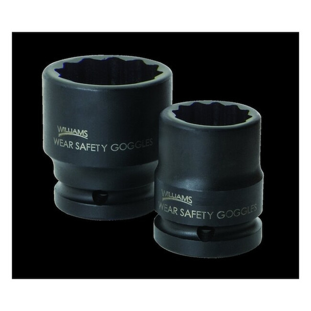 Williams 3/4" Drive Impact Socket Black Industrial, 3/4" D,2-1/16 12Pt JHW38466