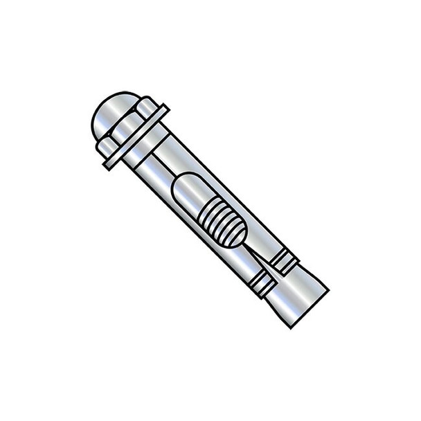 Sleeve Anchor, 1/4" Dia., 1-3/8" L, Steel Zinc Plated, 100 PK
