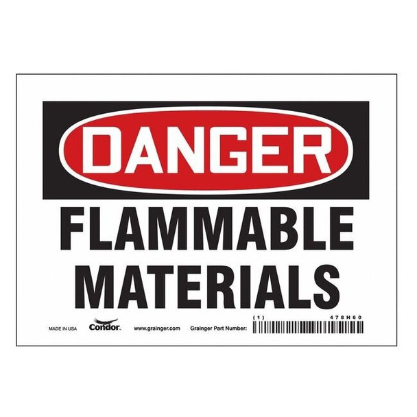 Danger Sign, 5 in H, 7 in W, Vinyl, Horizontal Rectangle, English, 478H60