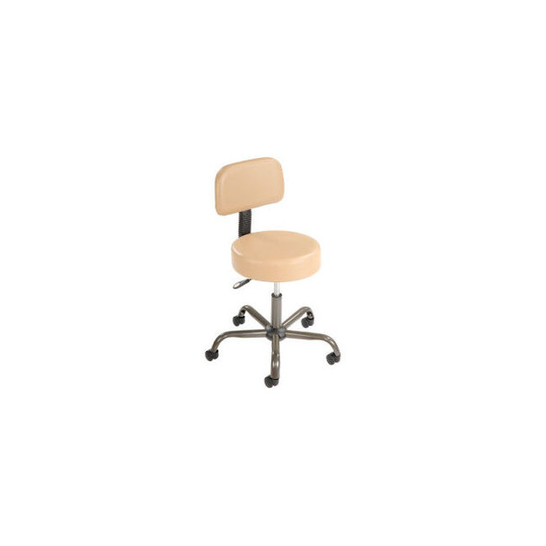 Interion AntiMicrobial Medical Stool with Backrest - Vinyl - Beige
