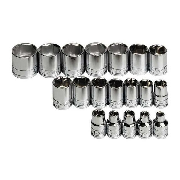 3/8" Drive Socket Set Metric 19 Pieces 6 mm to 24 mm , Chrome