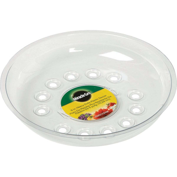 Gardener's Blue Ribbon Saucer Plus 6 In. Clear Plastic Flower Pot Saucer SP6