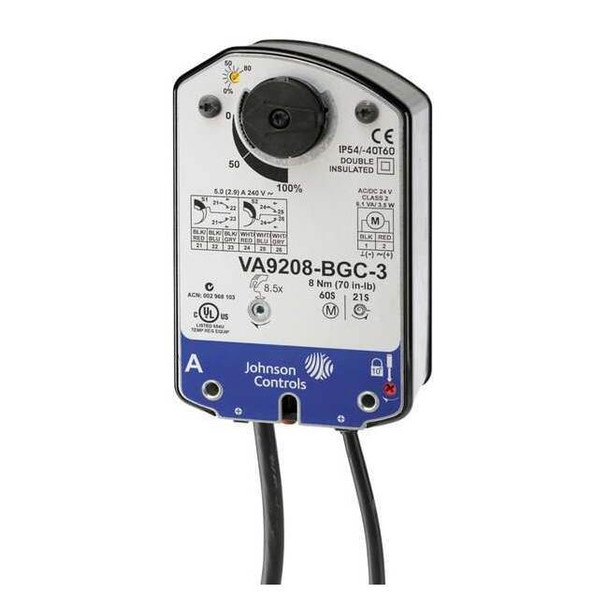 Johnson Controls Elec Act, 70 in.-lb., Proportional, 24VAC VA9208-GGC-3