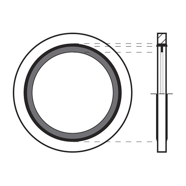 Sealing Washer, Fits Bolt Size 1-1/2 in Steel/Buna-N, Cadmium-Plated Finish