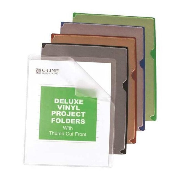 8-1/2" x 14" Letter Size Deluxe Vinyl Project Folders with Colored Backs, 35/BX