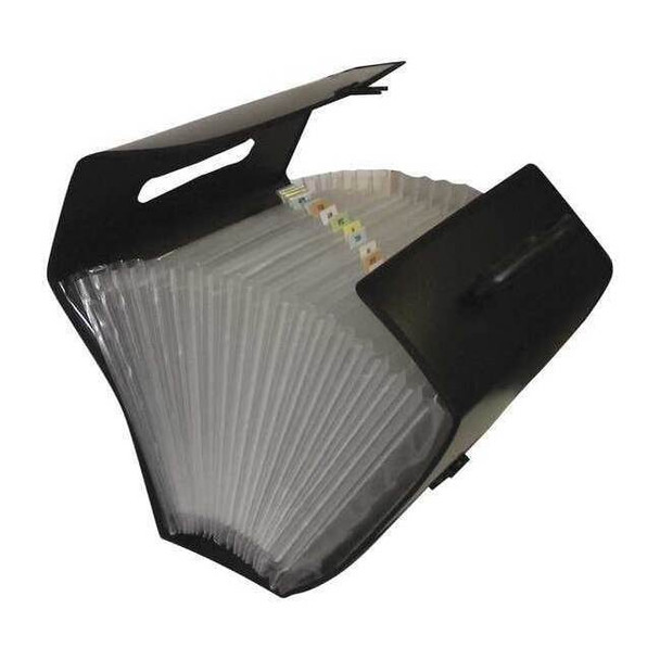 8-1/2" x 14" Legal Size Black 21-Pocket Expanding File with Handle, 1/EA