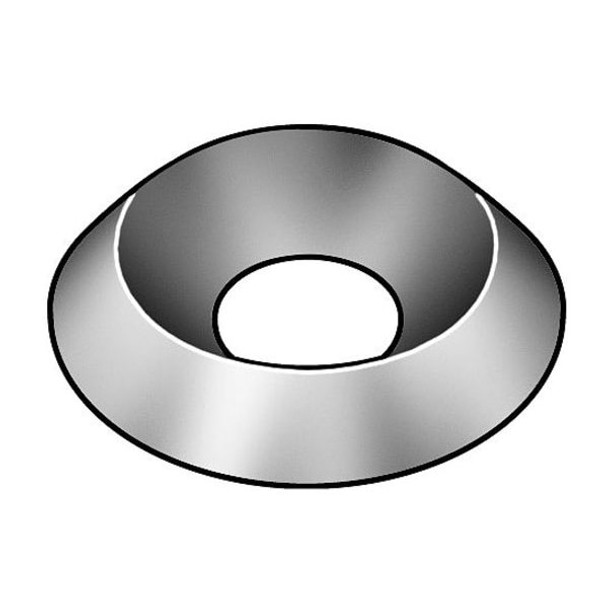 Countersunk Washer, Fits Bolt Size 3/8" ,Steel Nickel Plated Finish, 100 PK