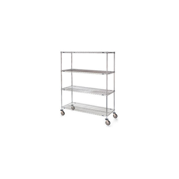 Metro Stainless Steel Wire Shelf Truck w/4 Shelves 1200 lb. Capacity 72""L x 24"