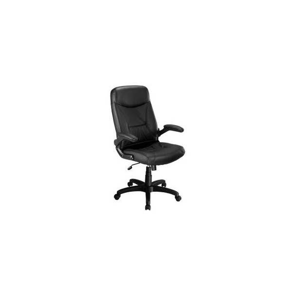 Interion Executive Chair With High Back & Flip-Up Arms Leather Black