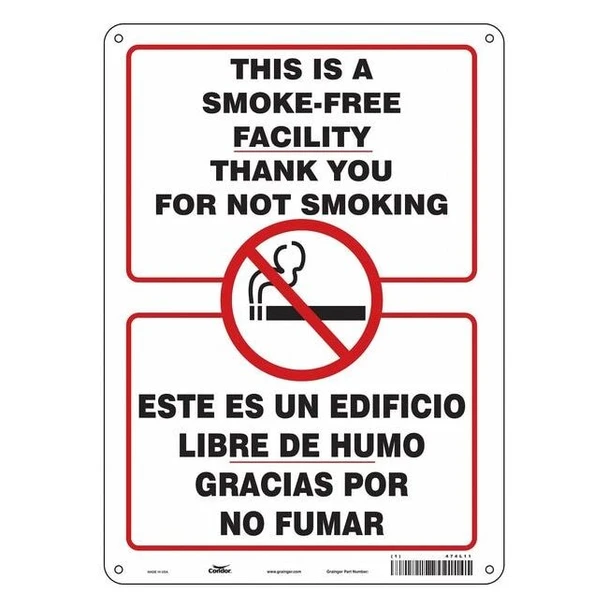 Safety Sign, 14 in H, 10" W,  Vertical Rectangle, English, Spanish, 474L11