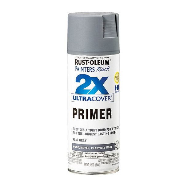 Rust-Oleum Spray Primer . Gray Primer, 12 oz, Can, Flat 334017