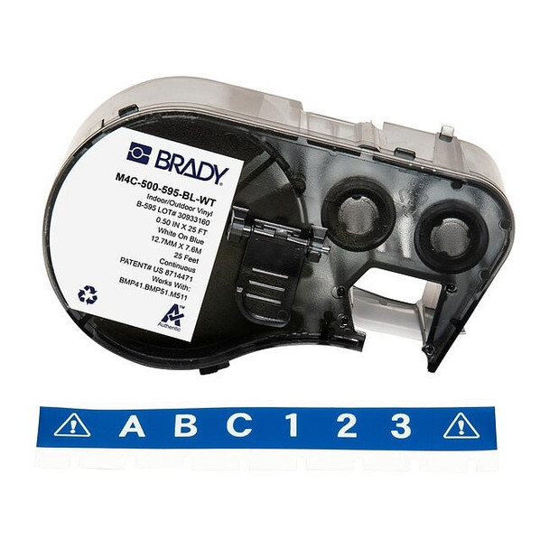 Brady Label/RibbonCartridge,Blue,Gloss,1/2inW M4C-500-595-BL-WT