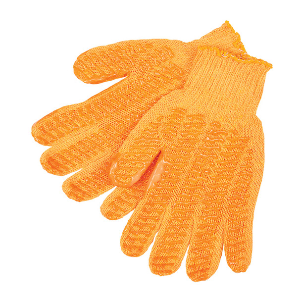 MCR Safety® Honey Grip® String Knit Gloves, Large, Orange, 12/Pair
