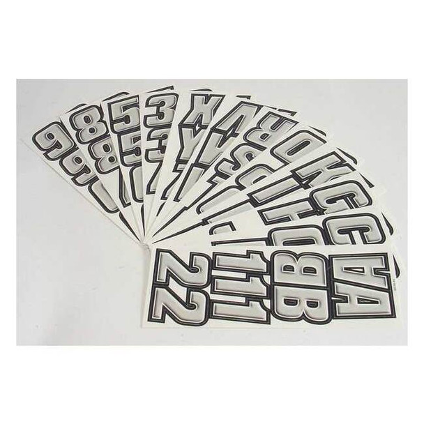 Hardline Products LetterandNumberLabelSet,2inH,1-1/2inW GSIBLK500