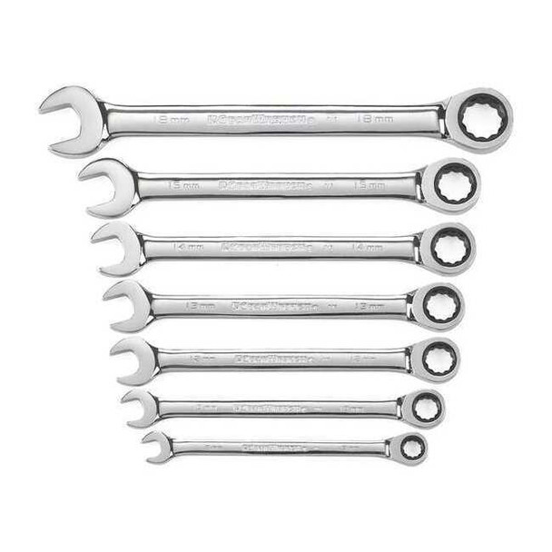7 Piece 72-Tooth 12 Point Ratcheting Combination Metric Wrench Set