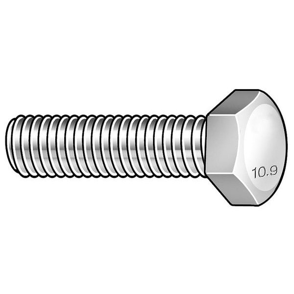 Class 10.9, M14-2.00 Hex Head Cap Screw, Zinc Yellow Steel, 60 mm L, 10 PK