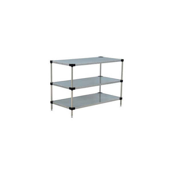 Nexel 3 Shelf Galvanized Steel Solid Shelving Unit Starter 48""W x 18""D x 34""H