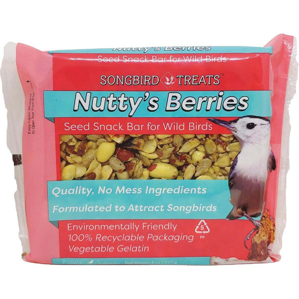 Wildlife Sciences Songbird Treats 1 Lb. Nutty's Berries Seed Snack Bar 914