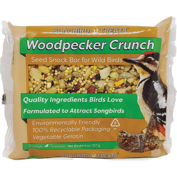 Wildlife Sciences Songbird Treats 8 oz. Woodpecker Crunch Seed Snack Bar 911