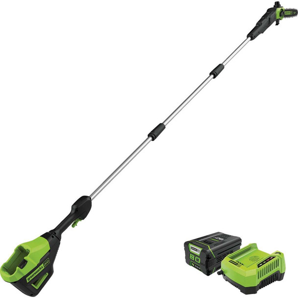 Greenworks 80V 10 In. Brushless Pole Saw with 2.0 Ah Battery & Charger 1405802