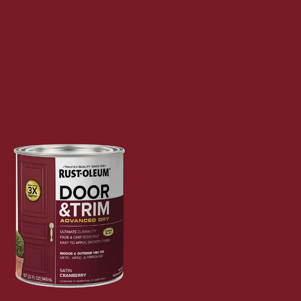 Rust-Oleum Stops Rust 1 Qt. Satin Cranberry Door and Trim Paint 369385