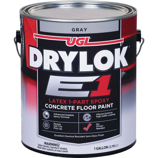 DRYLOK E1 One-Part Epoxy Concrete Floor Paint Gray, 1 Gal. 832392