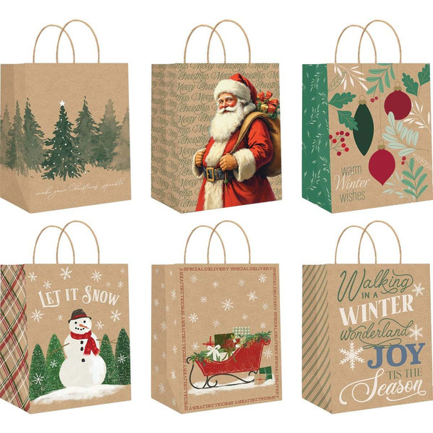 Paper Images Large Kraft Paper Assorted Gift Bag CKGBA3-19 Pack of 72