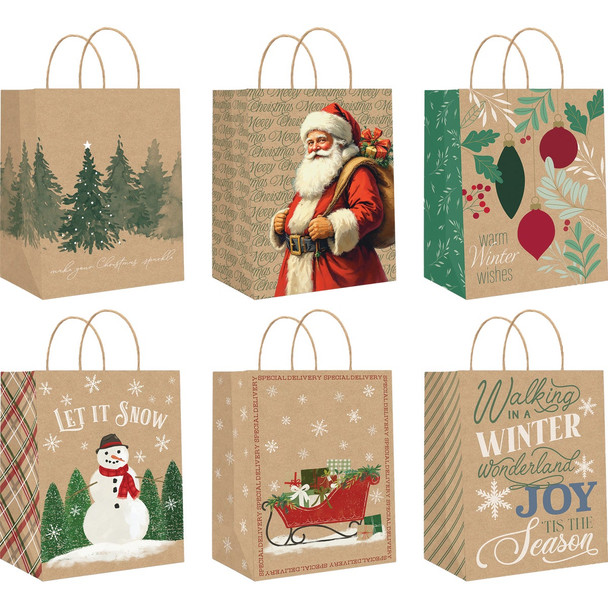 Paper Images Large Kraft Paper Assorted Gift Bag CKGBA3-19 Pack of 72